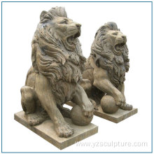 Antique Stone Animal Lion statue Sitting Lion
